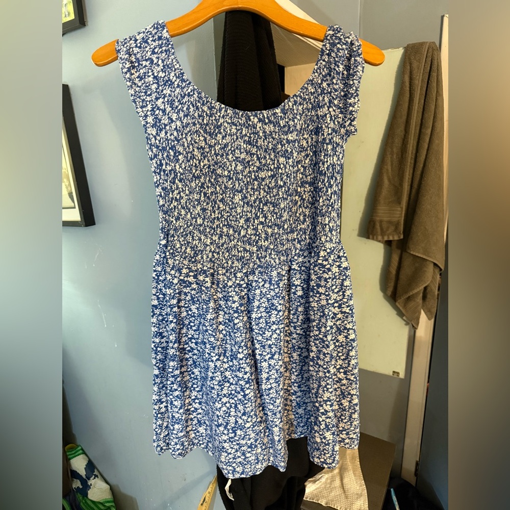 SHEIN Blue and White Textured dress